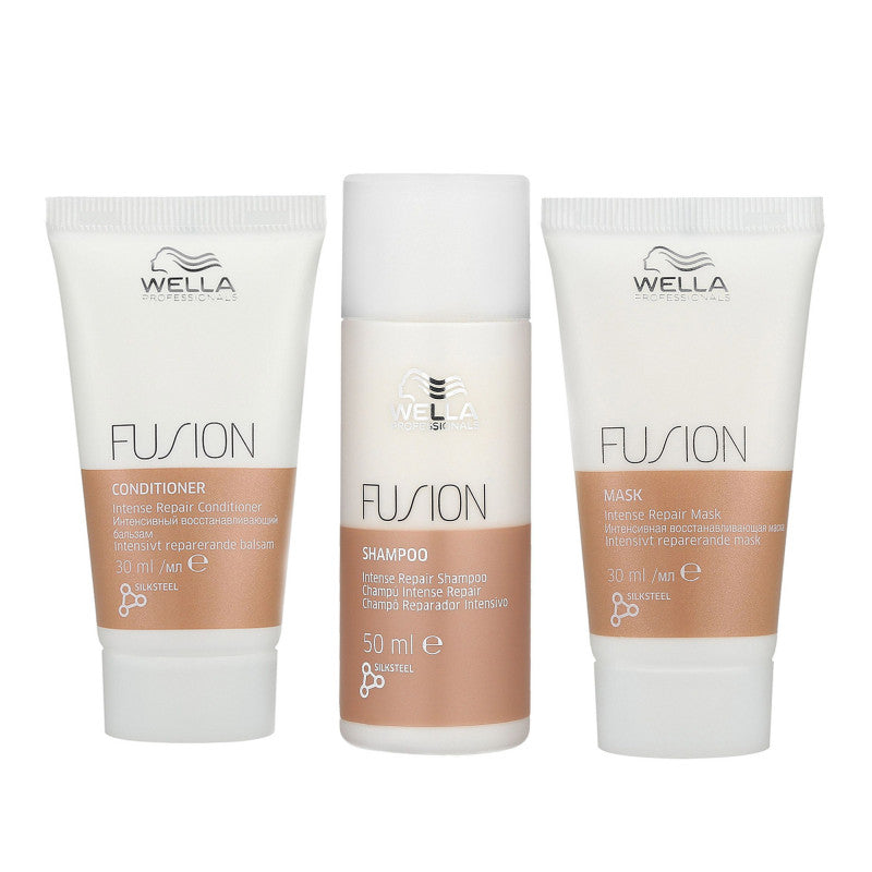 WELLA PROFESSIONALS FUSION Coffret Réparation Intense shampooing 50ml + revitalisant 30ml + masque 30ml